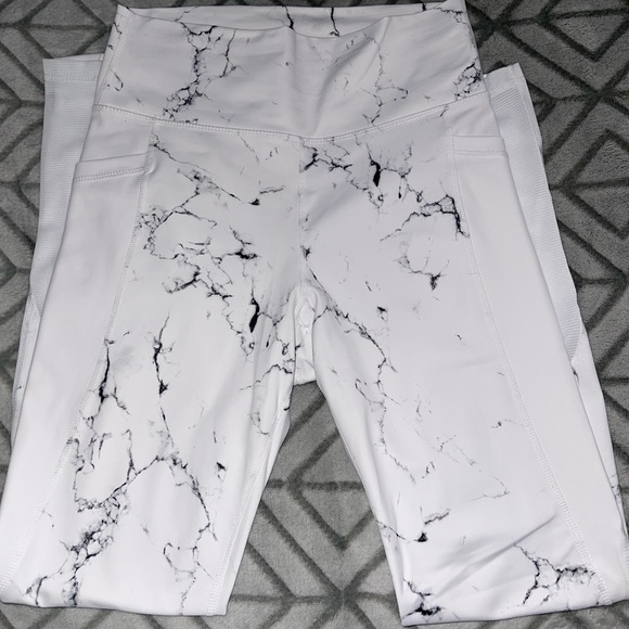 Buffbunny Collection Pants - Buffbunny White Marble Leggings
